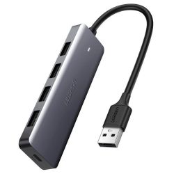  UGREEN Adapter 4 az 1-ben UGREEN USB Hub 4x USB 3.0 + USB-C (szrke) csatlakozhoz