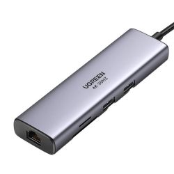  UGREEN Adapter Hub UGREEN, USB-C to 2x USB 3.0, HDMI, RJ45, SD/TF