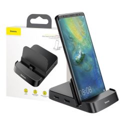  Baseus Baseus Mate Dokkol lloms, Huawei s Samsung okostelefonokhoz, HUB USB-C, 15 W (fekete)