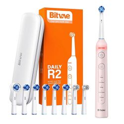  Bitvae Rotary toothbrush with tips set and travel case Bitvae R2 (pink)