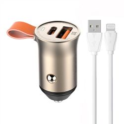  LDNIO LDNIO C509Q USB, USB-C 30W Car charger + Lightning cable Cable