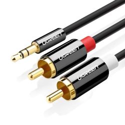  UGREEN UGREEN AV116 kbel 3,5 mm-es Jack 2RCA-hoz (Cinch) 2m (fekete)