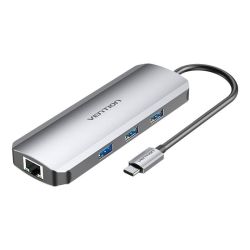  Vention USB-C Docking Station to HDMI, 3x USB3.0, RJ45, SD, TF, PD 0.15m Vention TOKHB (gray)