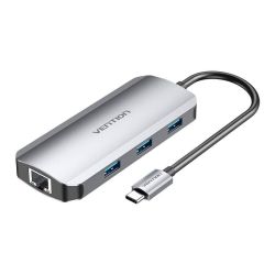  Vention USB-C to HDMI Docking Station, 3x USB 3.0, RJ45, PD 0.15m Vention TOHHB (gray)