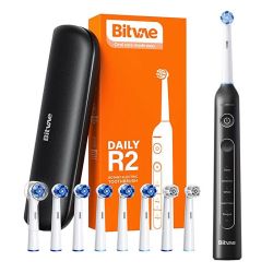  Bitvae Rotary toothbrush with tips set and travel case Bitvae R2 (black)