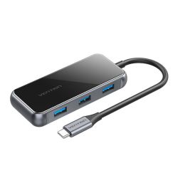  Vention 5in1 adapter HUB Vention TFBHB USB-C to HDMI 4K@60Hz, 3x USB 3.0, PD (Gray)