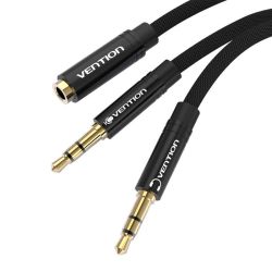  Vention Cable mini jack 3.5 mm (female) to 2x mini jack 3.5 mm (male) Vention BBLBAB 0.6m (black)