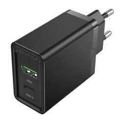  Vention Wall charger EU USB-A(18W), USB-C(20W) Vention FBBB0-EU, 2.4A, PD3.0 (black)