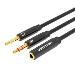  Vention 2x 3.5mm Male to 4-Pole Female 3.5mm Audio Cable 0.3m Vention BBTBY Black