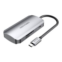  Vention USB-C to 3x USB3.0 Docking Station, SD, TF, PD 0.15m Vention TNHHB, gray