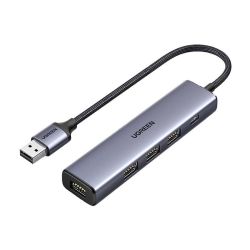  UGREEN Hub UGREEN 5in1 Adapter, USB to 4x USB 3.0 (gray)