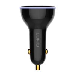  LDNIO LDNIO C102 Car Charger, USB + 2x USB-C, 160W + USB-C to USB-C Cable (Black)