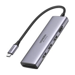  UGREEN UGREEN CM511 5 az 1-ben USB-C hub, 3 portos USB3.0 + HDMI + TF/SD (szrke)