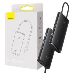  Baseus 6in1 Baseus Lite sorozat USB-C 2x USB 3.0 + USB-C PD + HDMI + SD/TF hub (fekete)