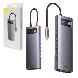  Baseus Baseus Metal Gleam Series 9 az 1-ben hub, USB-C - 32x USB 3.0 + 2x HDMI + USB 2.0 + USB-C PD + Ethernet RJ45 + microSD/SD