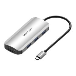  Vention USB-C Docking Station to HDMI, VGA, 3x USB 3.0, PD 0.15m Vention TOIHB (gray)