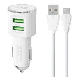  LDNIO LDNIO DL-C29 car charger, 2x USB, 3.4A + Micro USB cable (white)